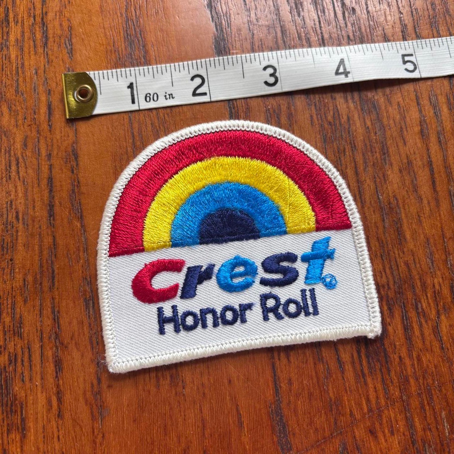 Vintage 80s USA Crest toothpaste honor roll education embroidered patch
