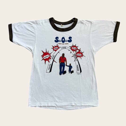 Vintage 90s USA save our sons religion ringer t-shirt