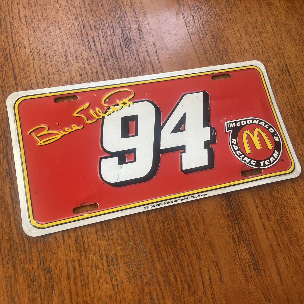 Vintage 90s USA NASCAR Bill Elliott motorsport McDonald’s Racing Team American license plate