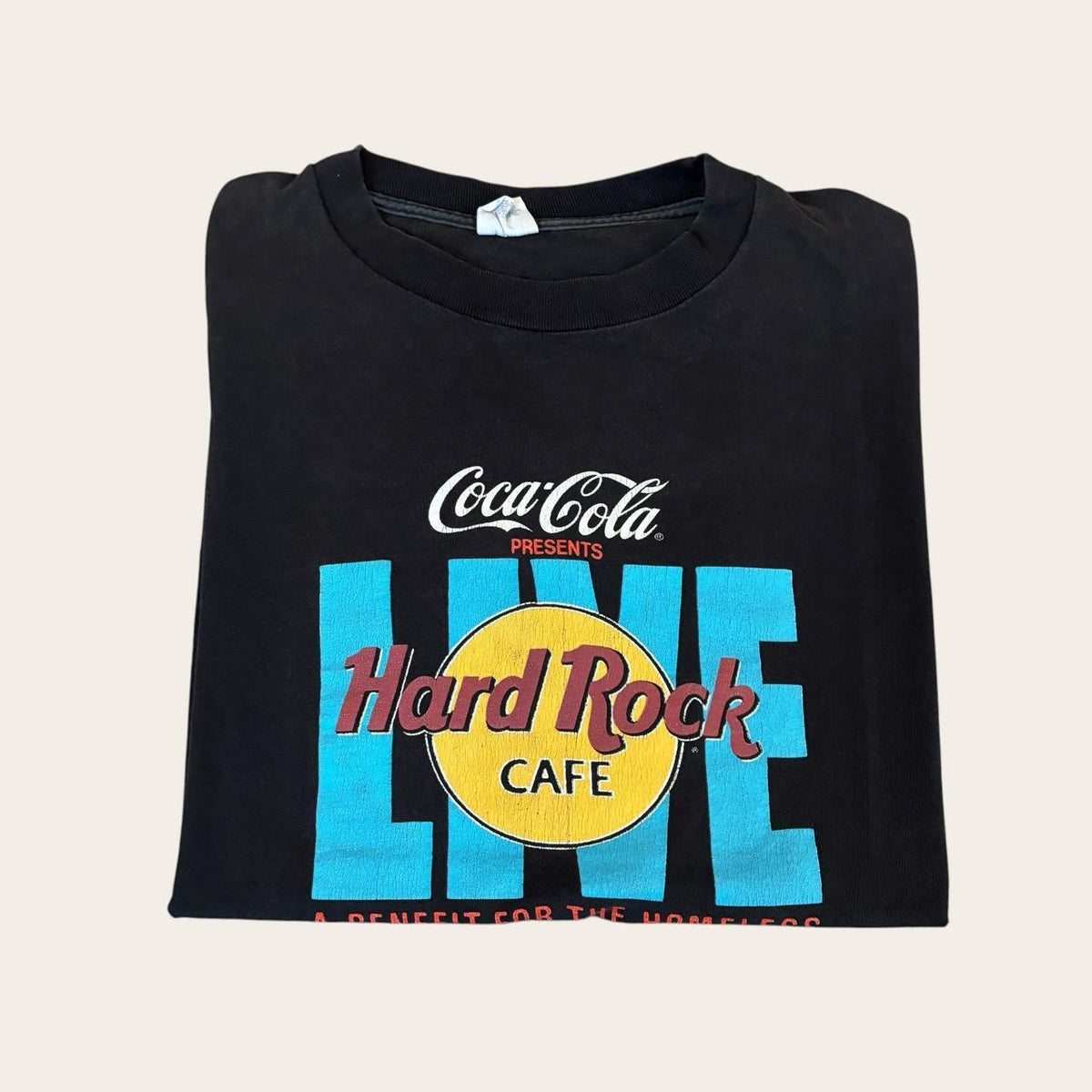 Vintage 90s USA Hard Rock Cafe live charity benefit Coca Cola t-shirt