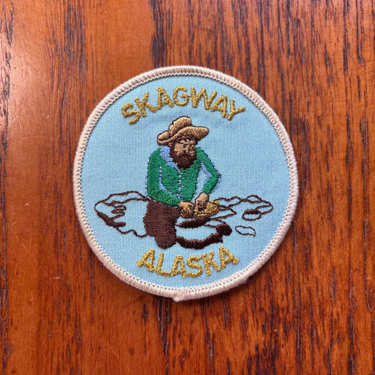 Vintage 90s USA Skagway Alaska gold mine souvenir embroidered patch