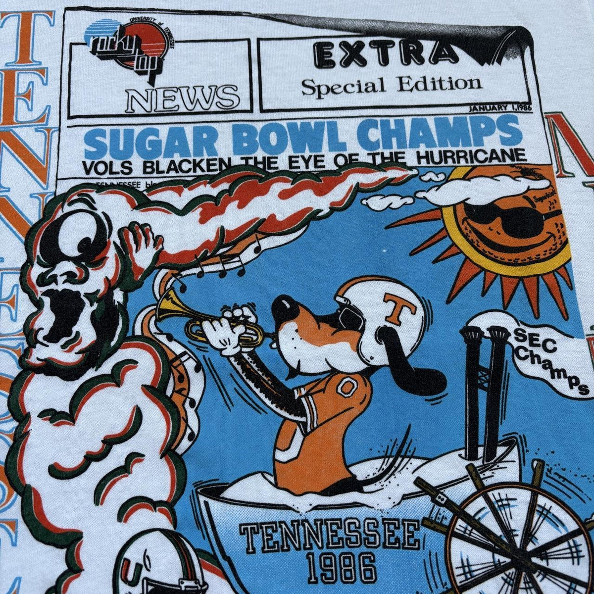 Vintage 80s USA university of Tennessee Sugar Bowl American Football t-shirt