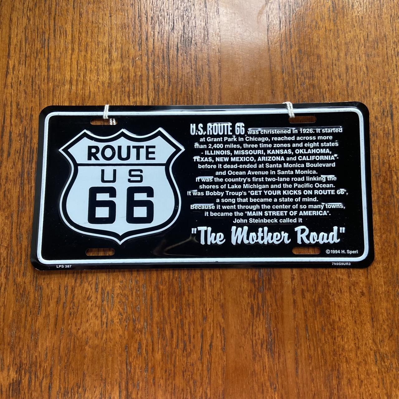 Vintage 90s USA Route 66 highway “the mother road” promotional American license plate