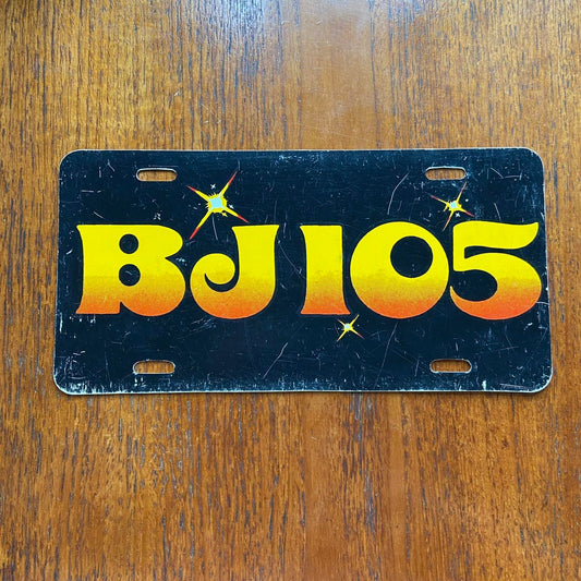 Vintage 80s USA BJ105 Radio Orlando hit music station Florida American license plate