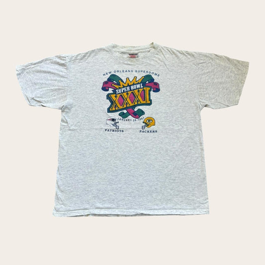 Vintage 90s USA Super Bowl 31 NFL American Football Patriots Packers t-shirt