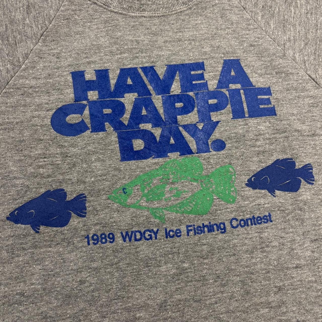 Vintage 80s USA have a crappie day ice fishing contest graphic sweatshirt