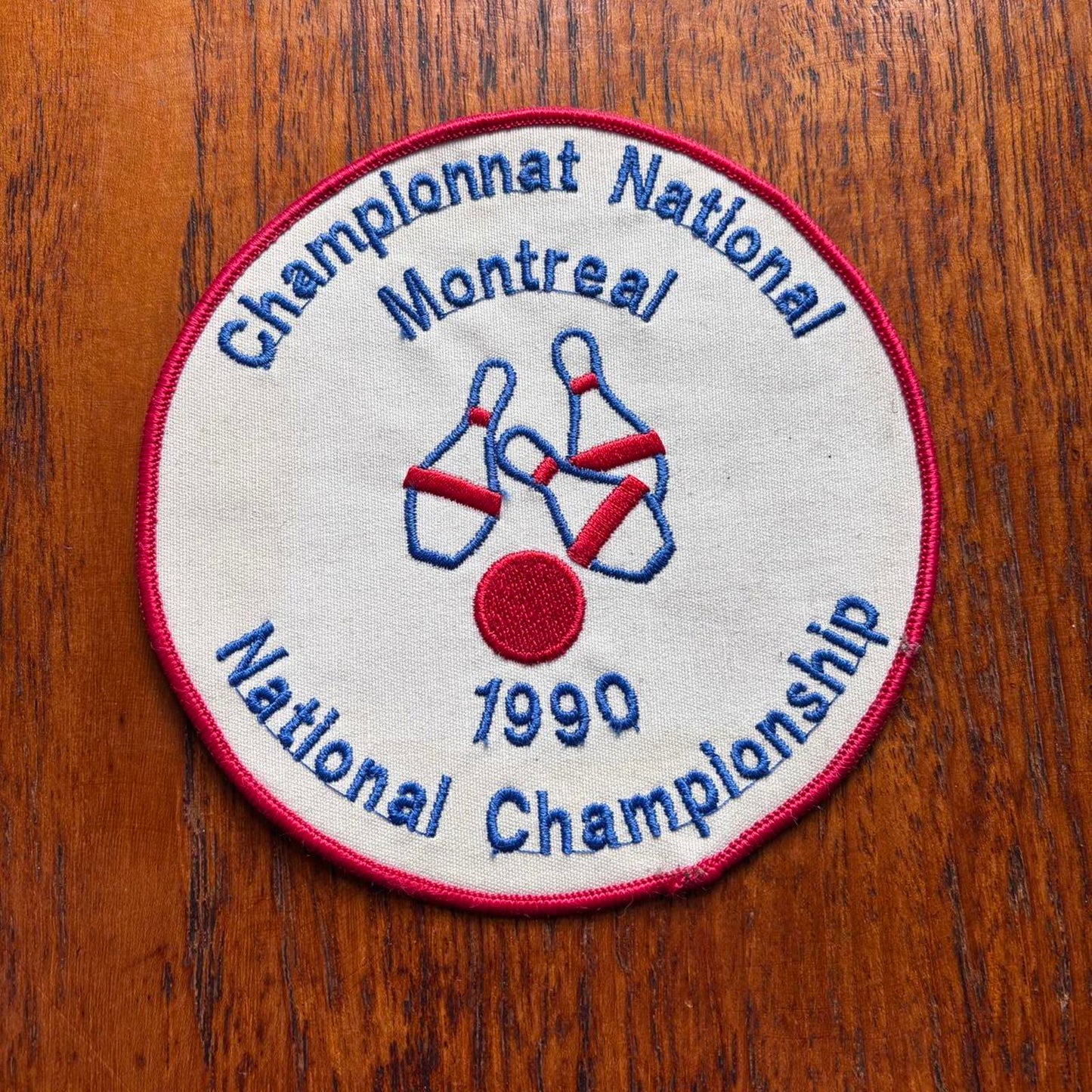 Vintage 90s Montreal bowling national champions Canada large embroidered patch
