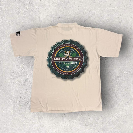 Vintage 90s USA Anaheim Mighty Ducks NHL ice hockey graphic t-shirt