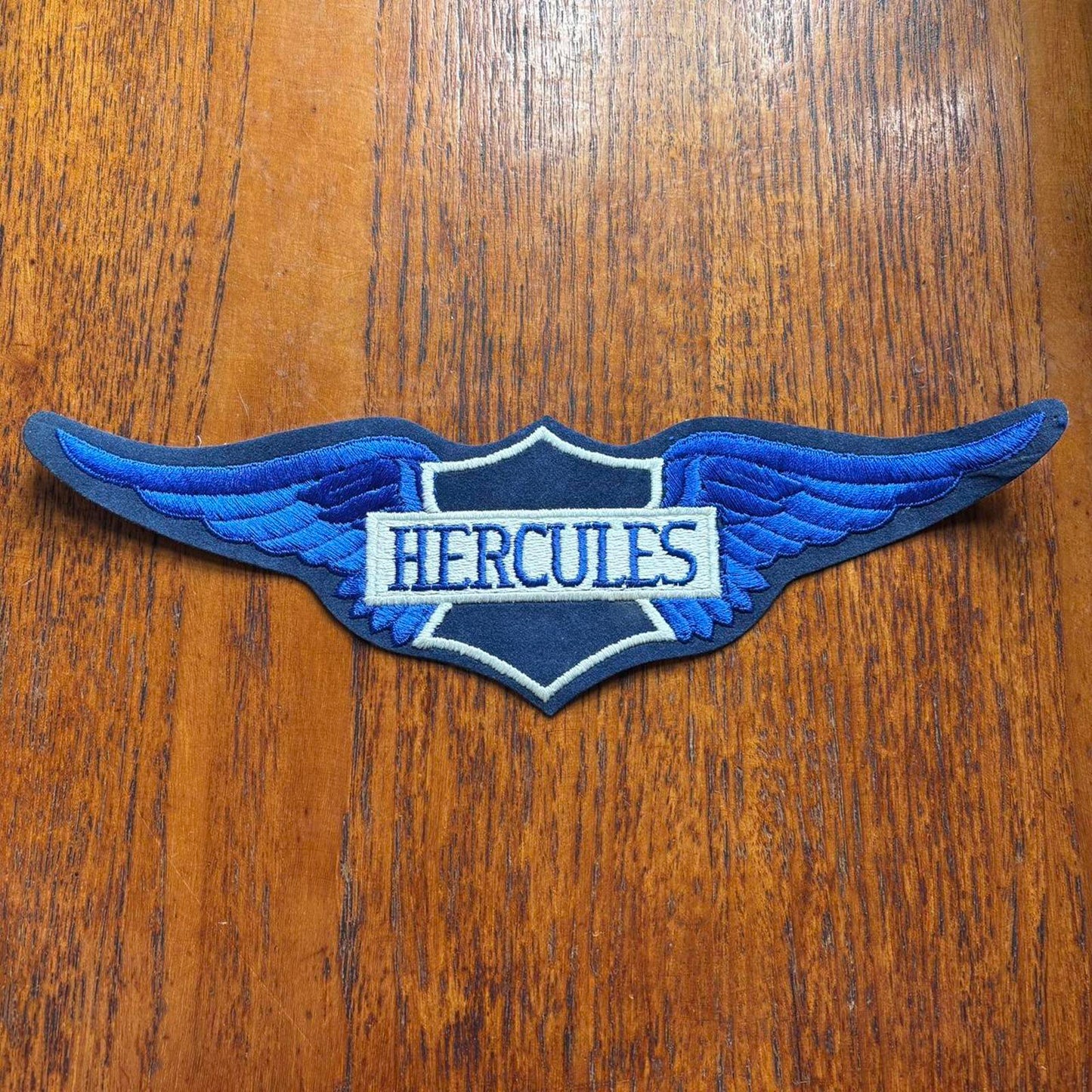 Vintage 90s Hercules motorcycle automobile large embroidered patch