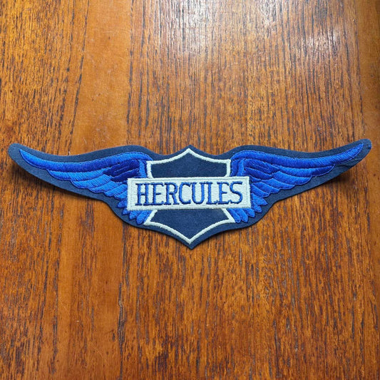 Vintage 90s Hercules motorcycle automobile large embroidered patch