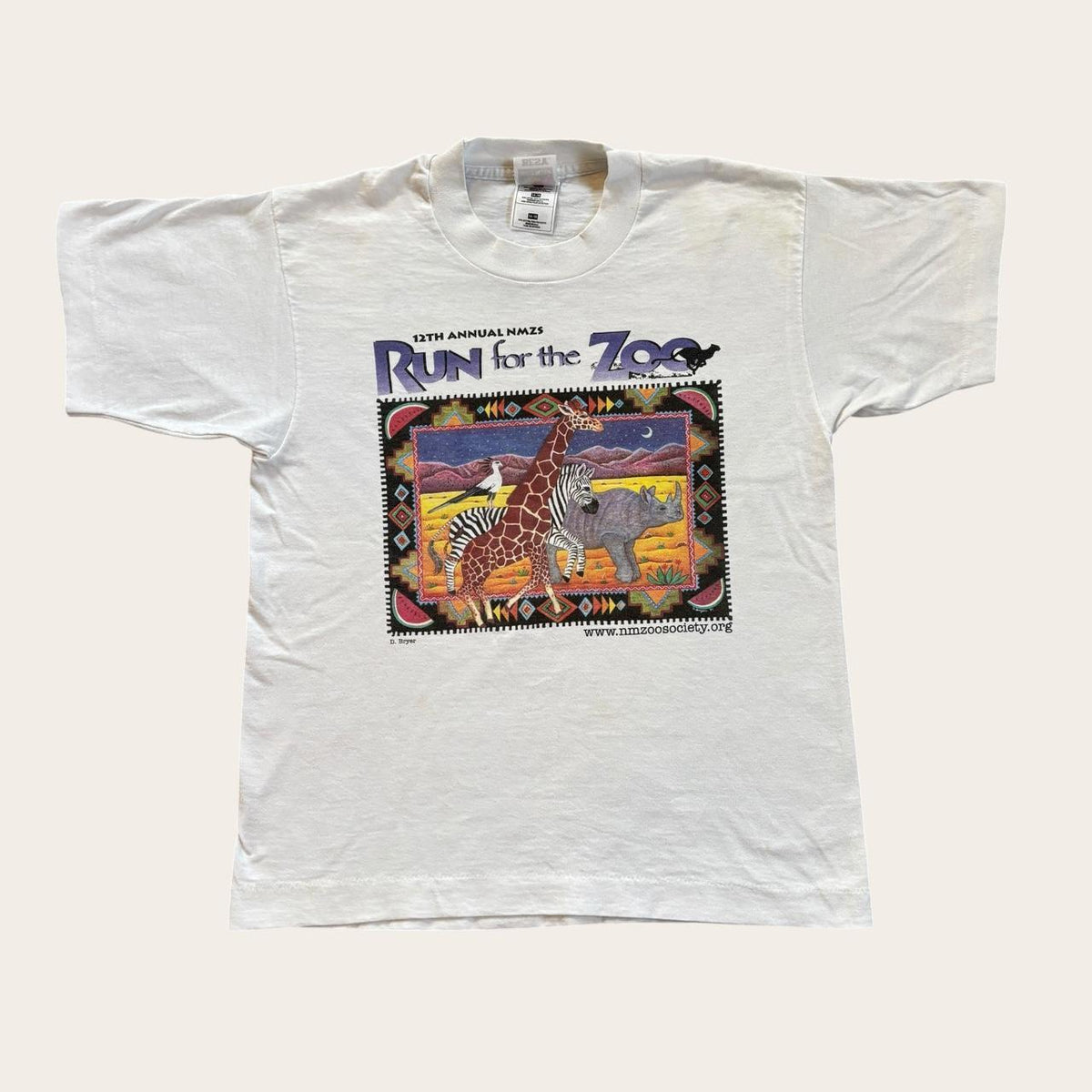 Vintage 90s USA run for the zoo New Mexico nature wildlife running t-shirt