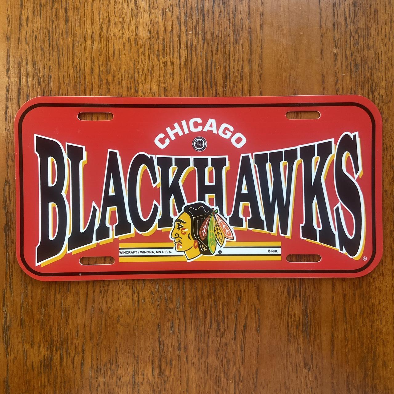 Vintage 90s USA Chicago Blackhawks NHL ice hockey promotional American license plate