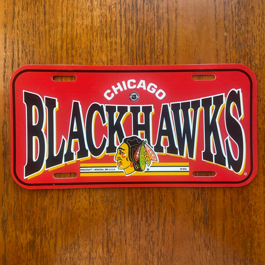 Vintage 90s USA Chicago Blackhawks NHL ice hockey promotional American license plate