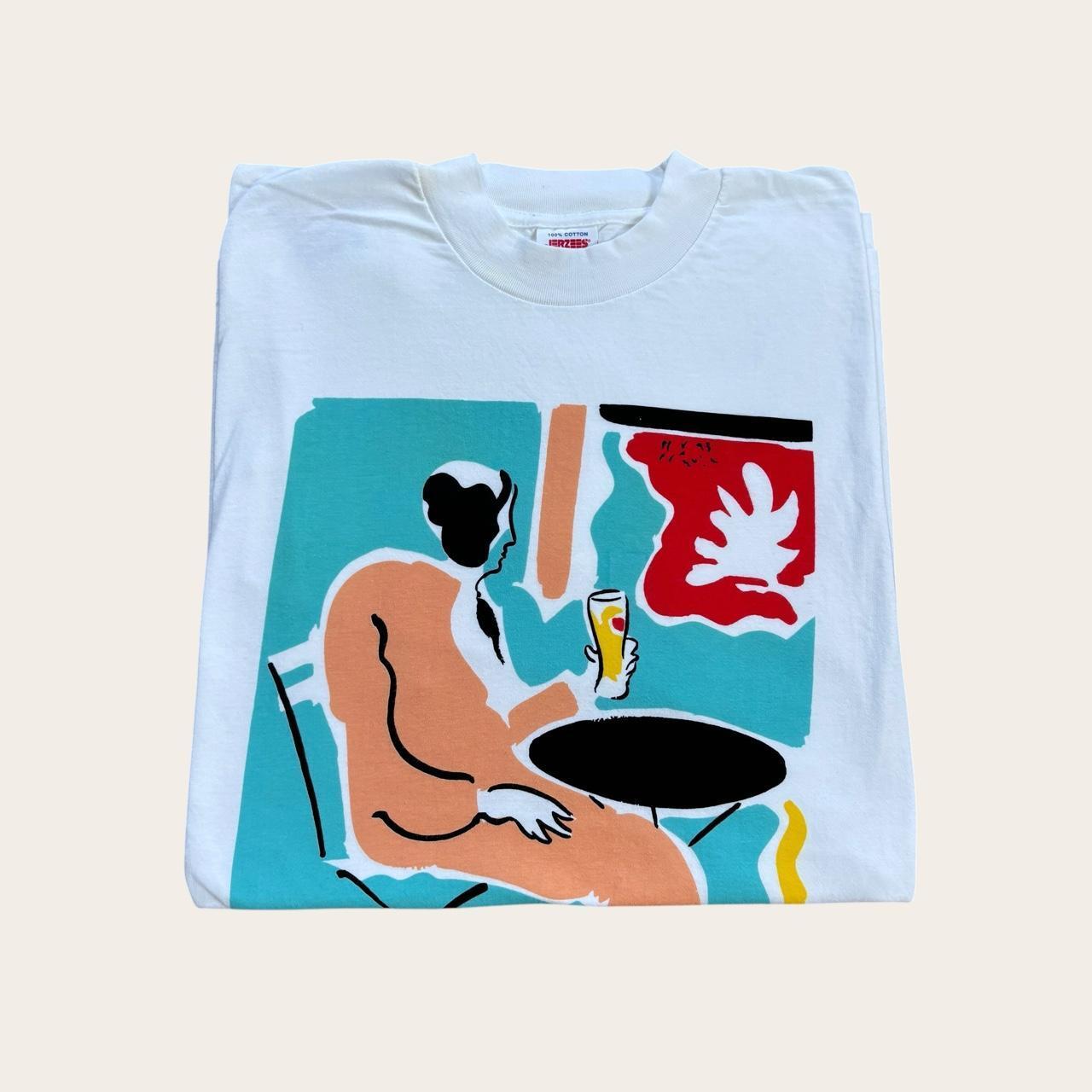 Vintage 90 Stella Artois lager beer modernism art style t-shirt