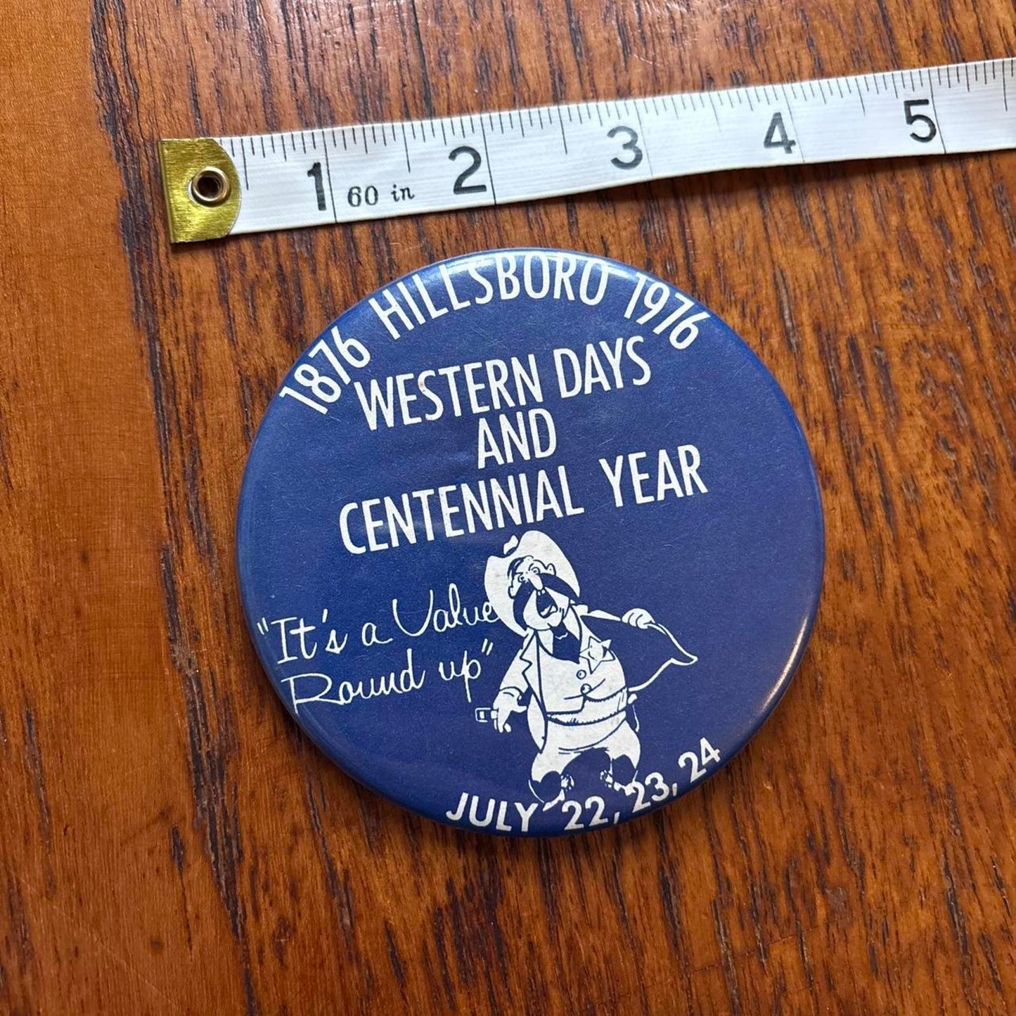 Vintage 70s USA Hillsboro Oregon western days Centennial year pin badge