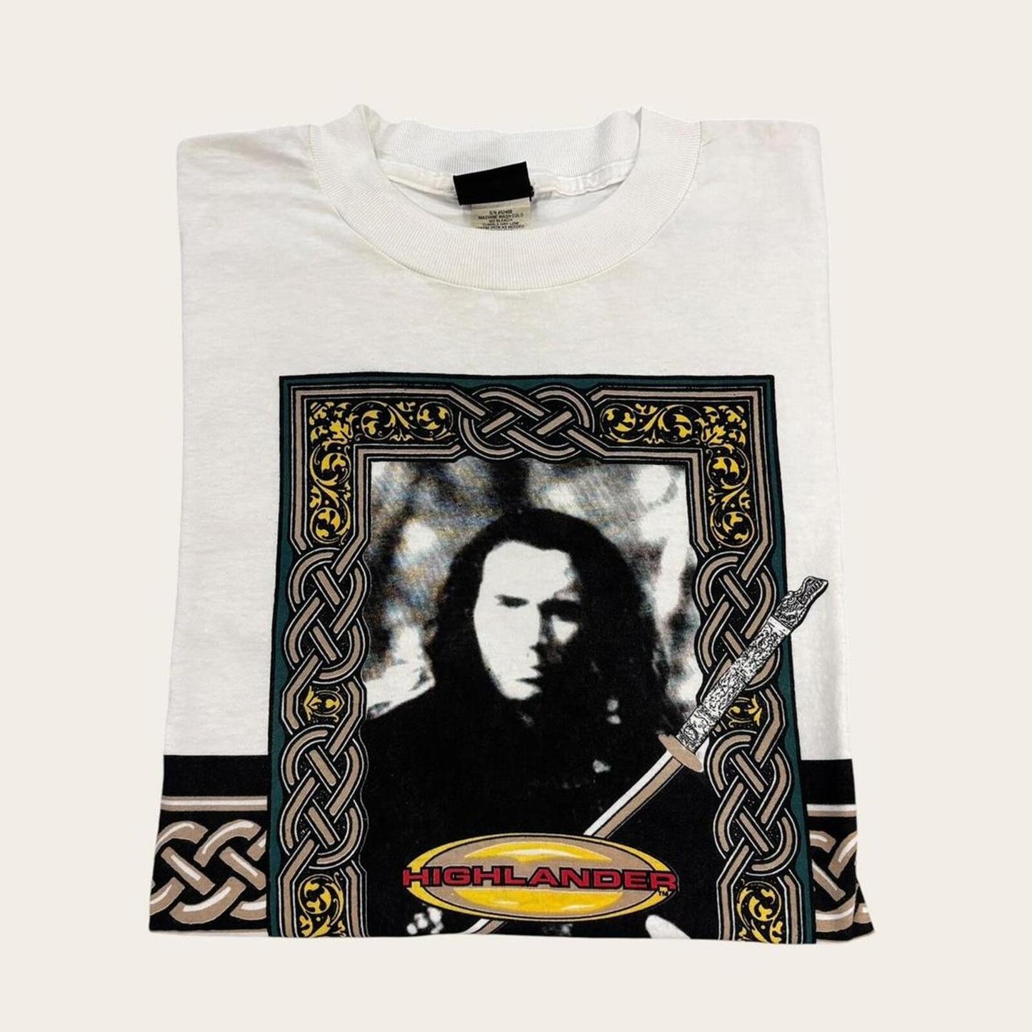 Vintage 90s USA Highlander action fantasy movie film promotional t-shirt