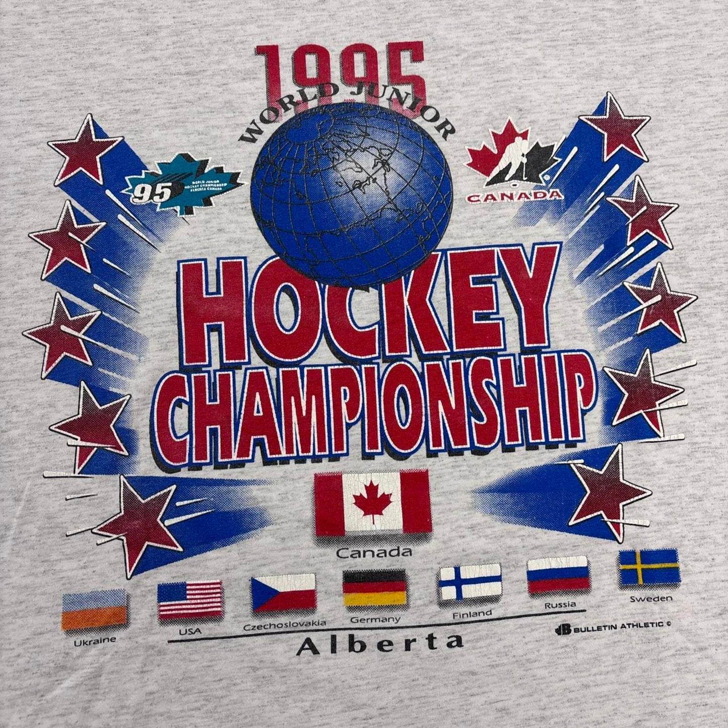 Vintage 90s World ice hockey championship Alberta Canada t-shirt