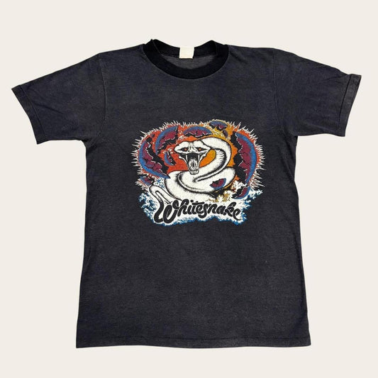 Vintage 80s Whitesnake European Tour rock music band t-shirt