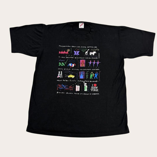 Vintage 90s USA New York City famous landmarks tourist souvenir graphic t-shirt