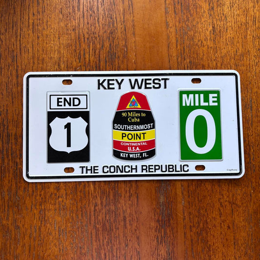 Vintage 90s USA Key West Florida the conch republic novelty license plate