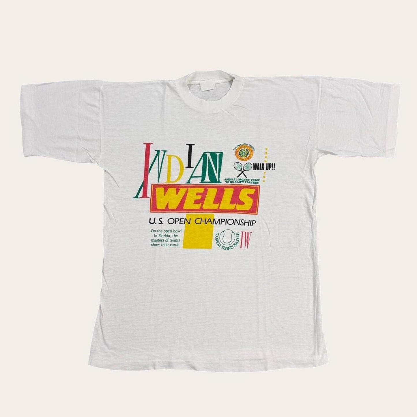 Vintage 90s US Open tennis tournament Indian Wells graphic t-shirt