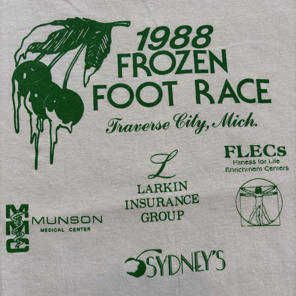Vintage 80s USA frozen foot race Michigan cherry festival running t-shirt