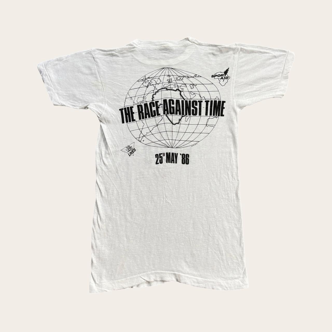 Vintage 80s USA Sport Aid I ran the world charity fundraiser t-shirt