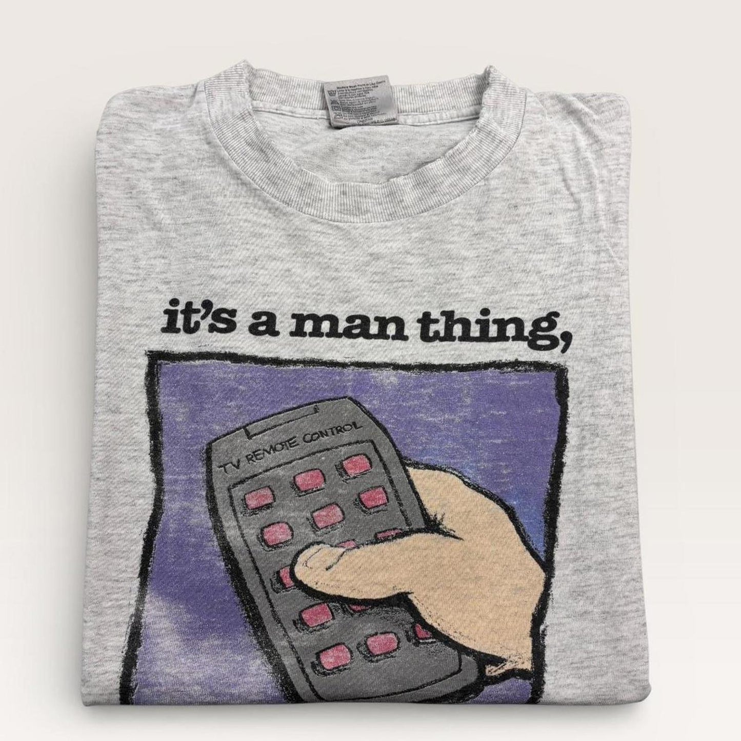 Vintage 90s USA TV remote control humour novelty graphic t-shirt