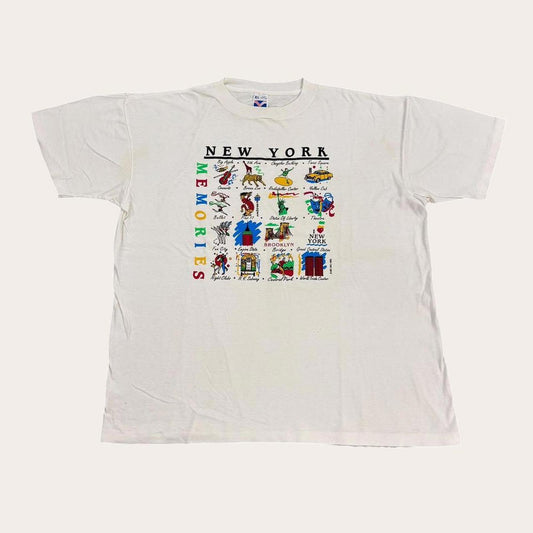 Vintage 90s USA New York City famous landmarks tourist souvenir t-shirt