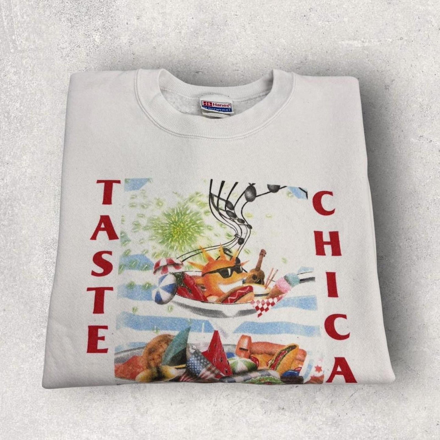 Vintage 90s USA Taste of Chicago food festival 1997 tourist souvenir sweatshirt