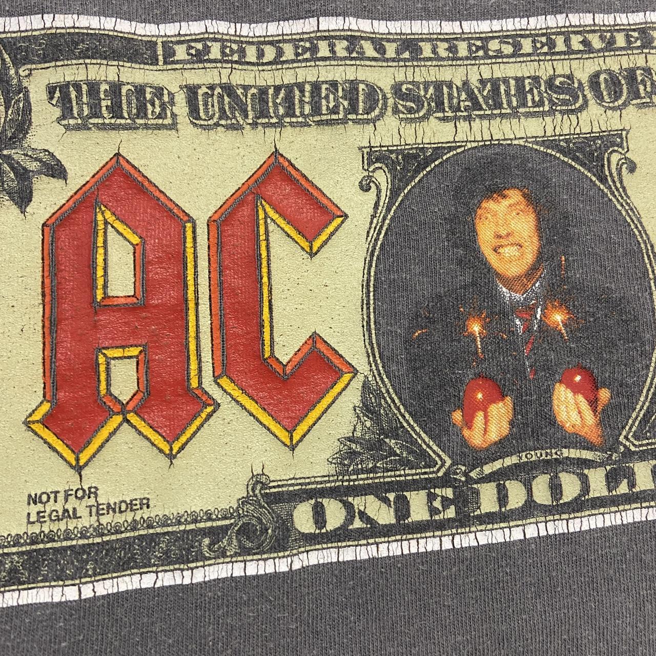 Vintage Y2K 2000s AC/DC one dollar bill money talks rock music graphic band t-shirt