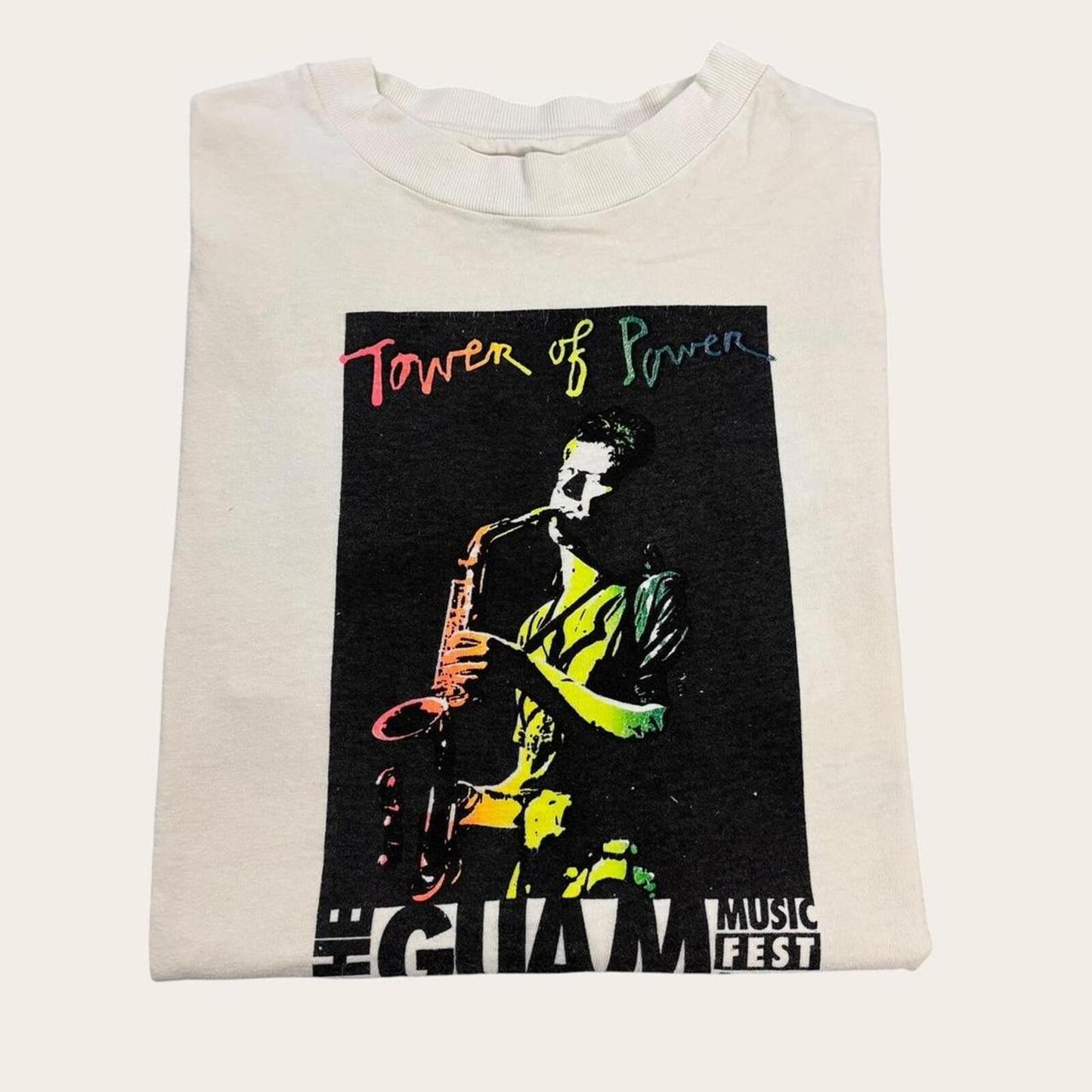 Vintage 90s USA Tower of Power R&B funk Guam Music Festival band t-shirt
