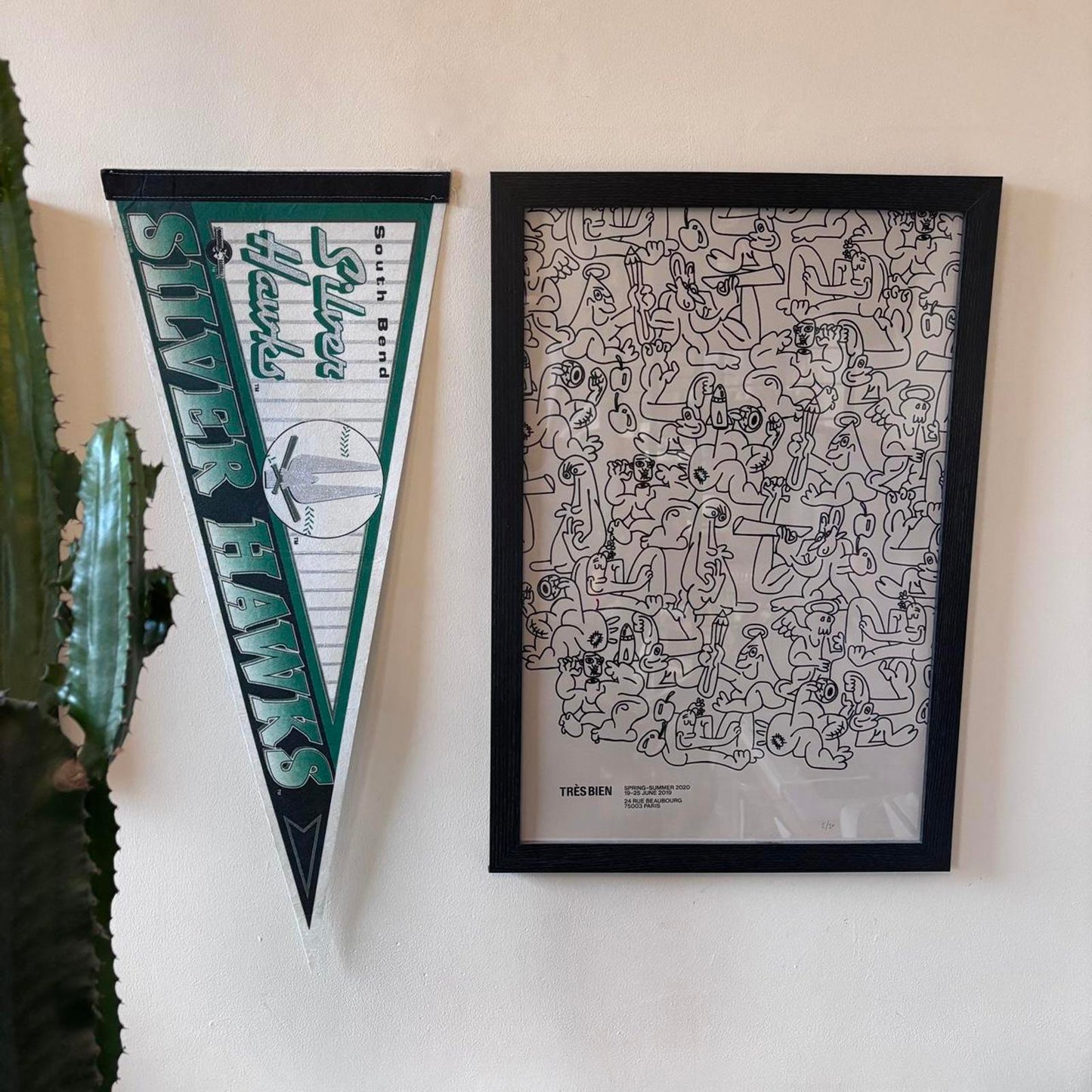 Vintage 90s USA South Bend Silver Hawks minor league baseball felt pennant