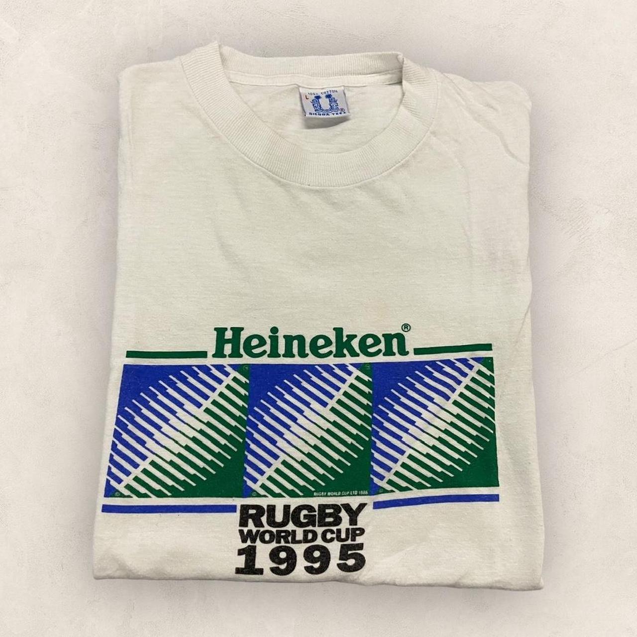 Vintage 90s USA Rugby World Cup 1995 Heineken beer promotional graphic t-shirt