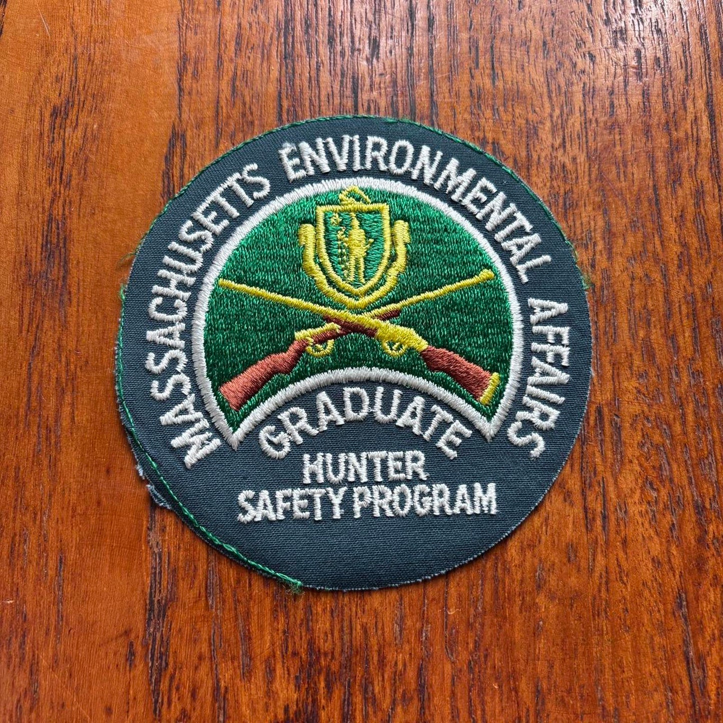 Vintage 90s USA Massachusetts hunter safety program large embroidered patch