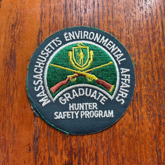 Vintage 90s USA Massachusetts hunter safety program large embroidered patch