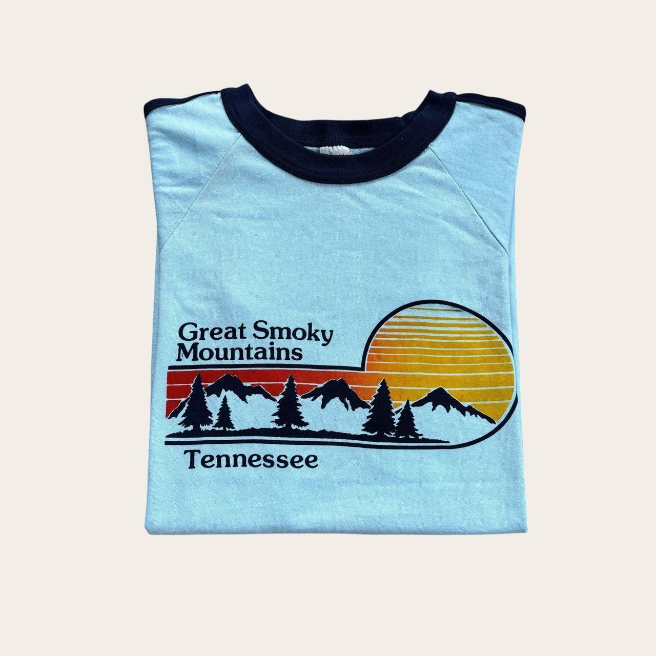 Vintage 80s USA Great Smoky Mountains Tennessee souvenir ringer t-shirt