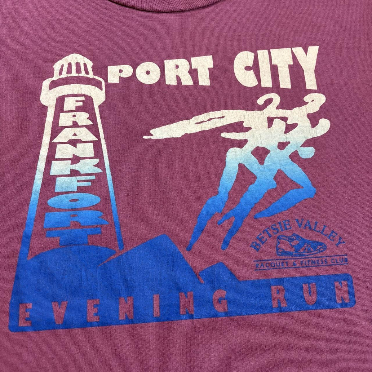 Vintage 90s USA Port City Frankfort Michigan evening run running t-shirt