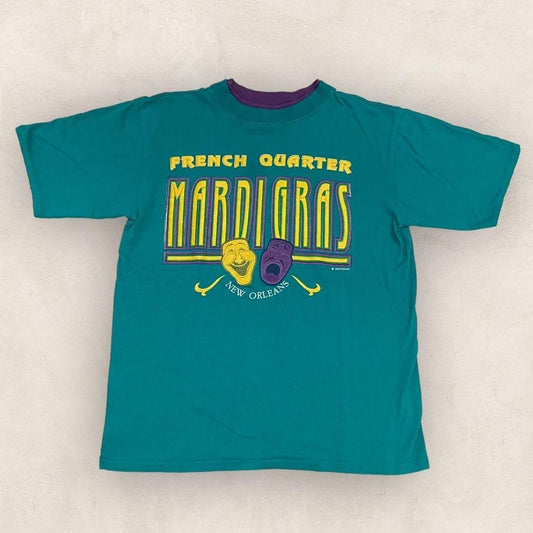 Vintage 90s USA New Orleans Mardi Gras festival French Quarter Louisiana graphic t-shirt