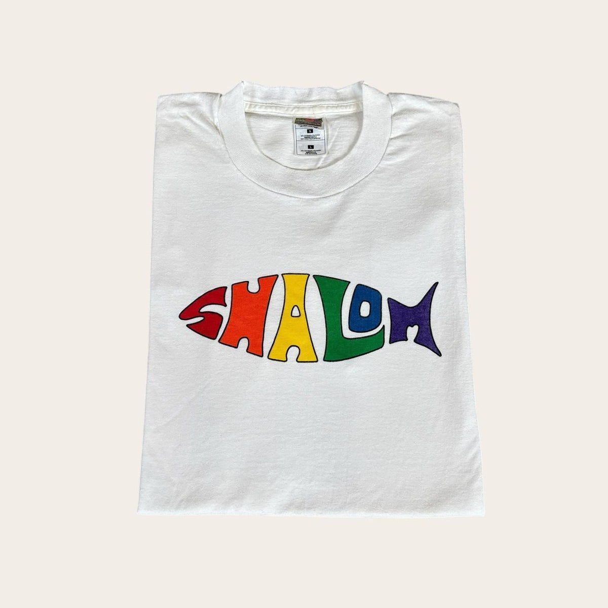 Vintage 90s USA shalom peace Hebrew slogan t-shirt