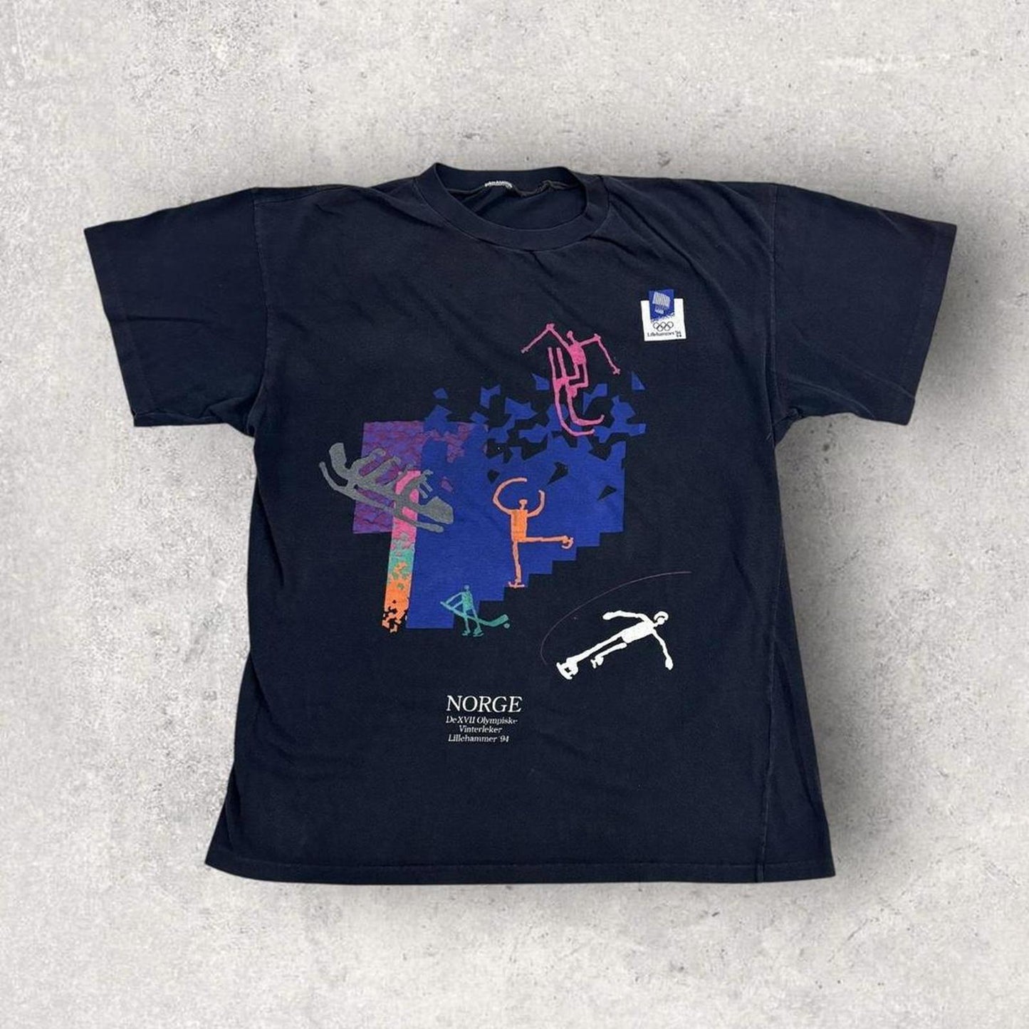 Vintage 90s Lillehammer Olympics Norway winter games snow sports graphic t-shirt