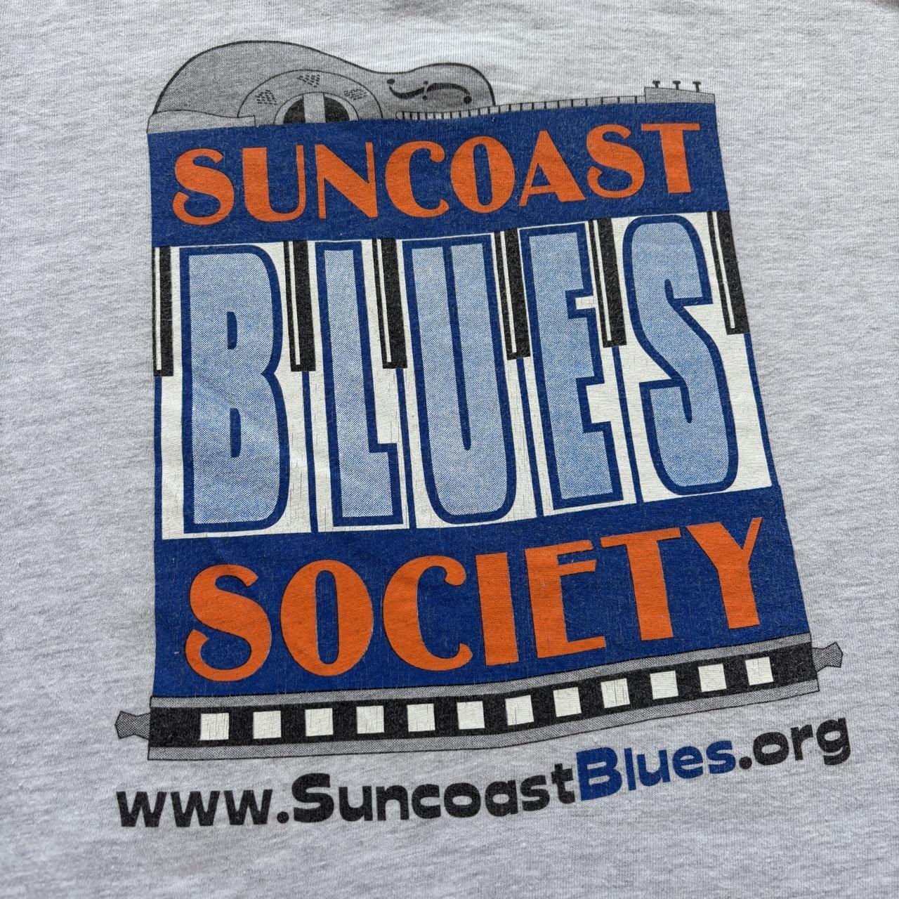Vintage 90s USA Sun Coast Blues society Tampa Florida music t-shirt
