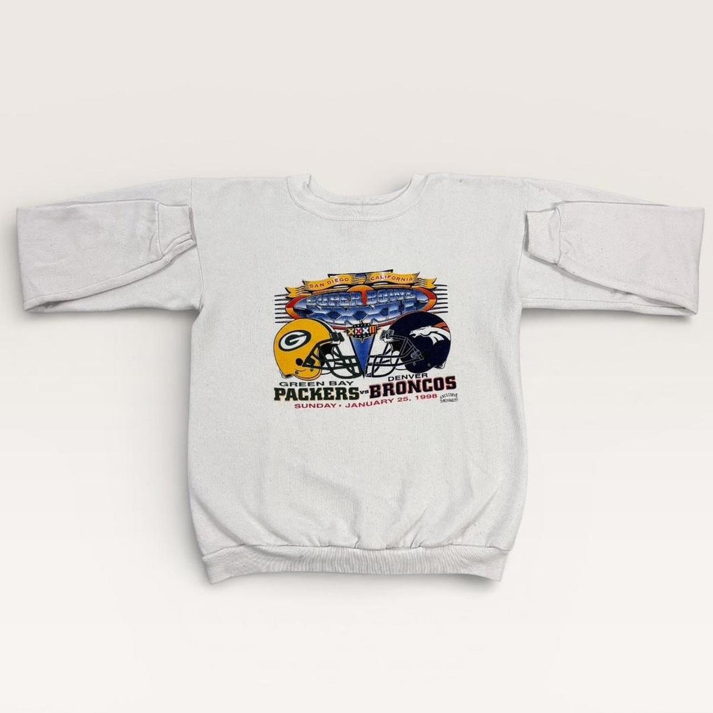 Vintage 90s USA Super Bowl 32 Packers Broncos NFL American Football sweatshirt