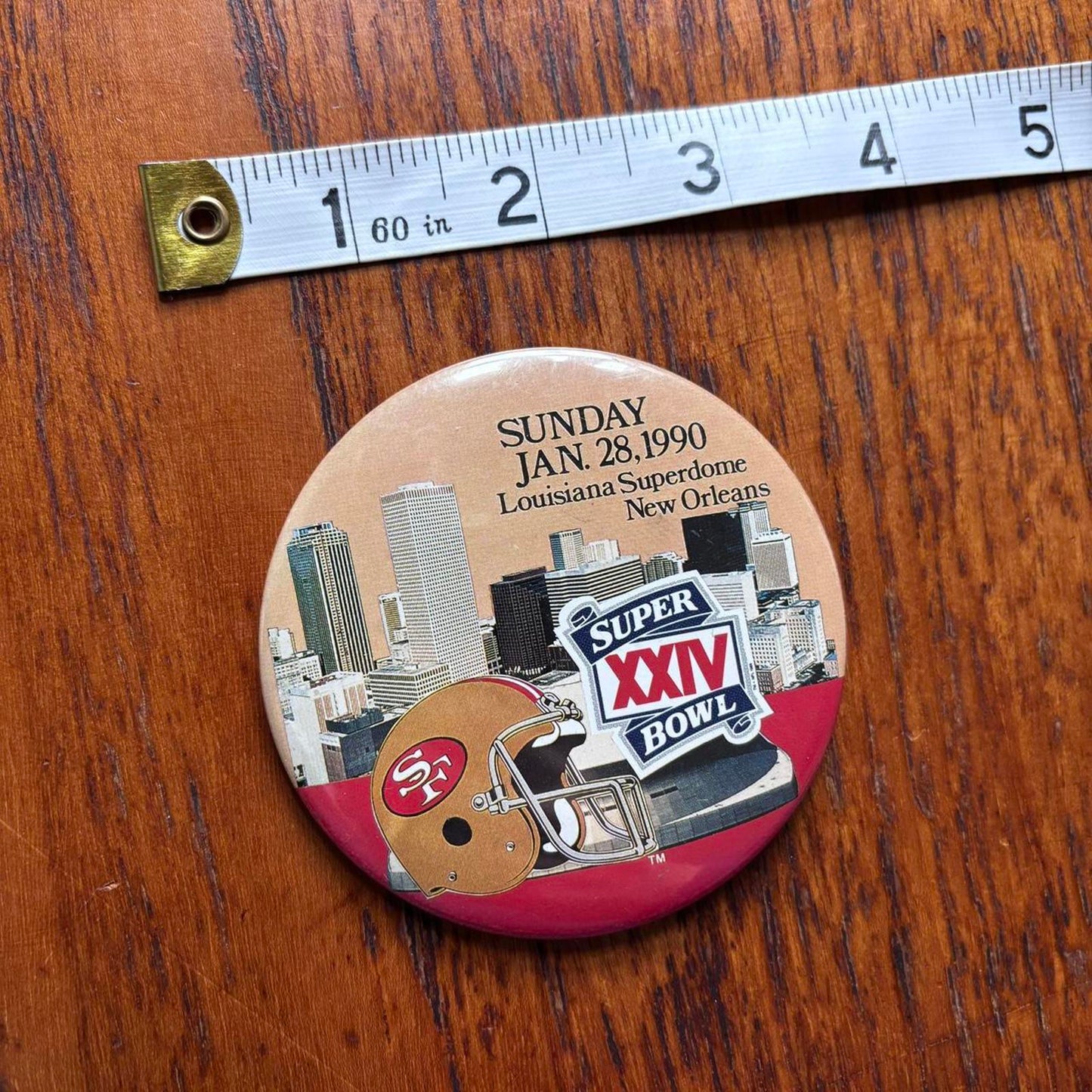 Vintage 90s USA Super Bowl 24 NFL American Football 49ers pin badge