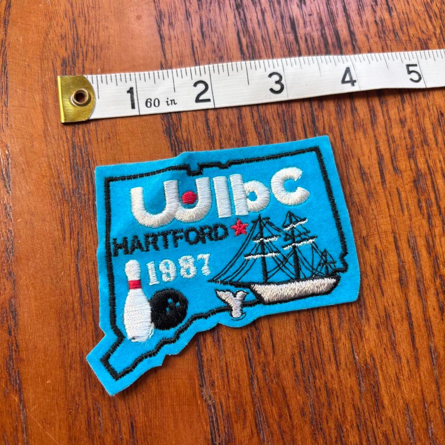 Vintage 80s USA WIBC bowling Hartford Connecticut embroidered patch