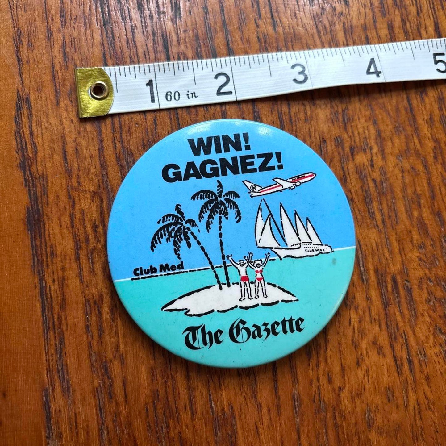 Vintage 90s USA The Gazette newspaper Club Mediterranean pin badge