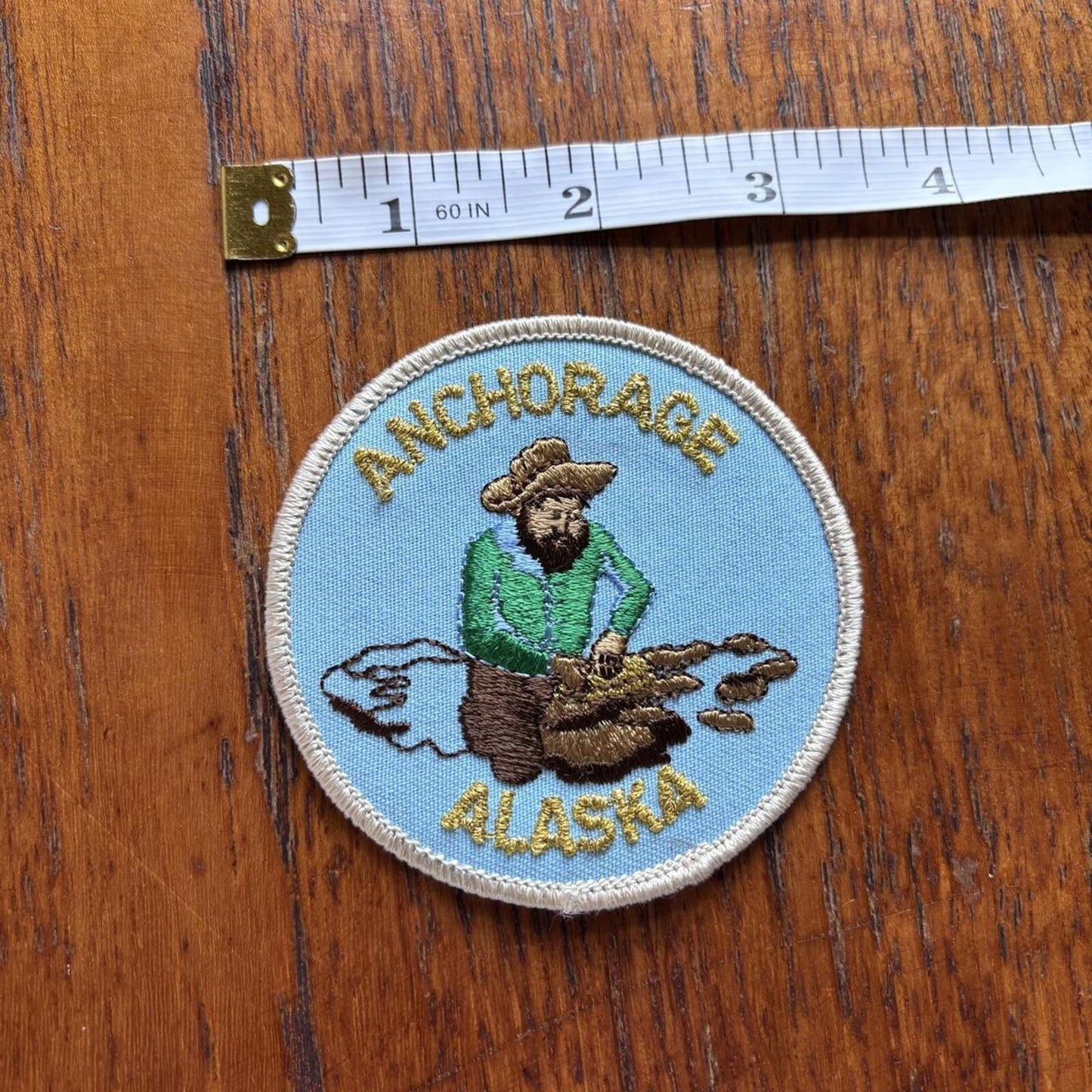 Vintage 90s USA Anchorage Alaska gold mining souvenir embroidered patch