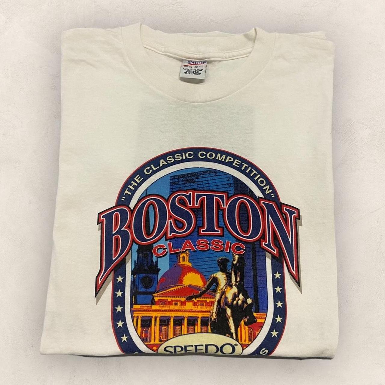 Vintage 90s USA Speedo swimming Boston Classic Massachusetts graphic t-shirt