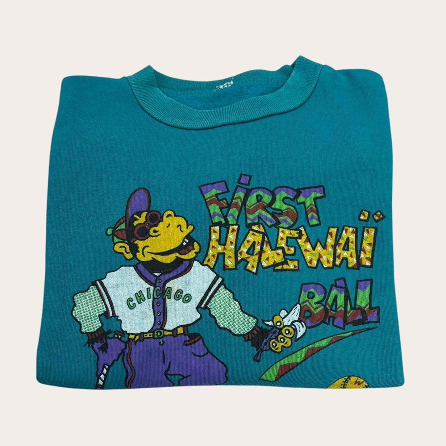 Vintage 90s USA Halewai ball Oahu Hawaii baseball softball graphic sweatshirt