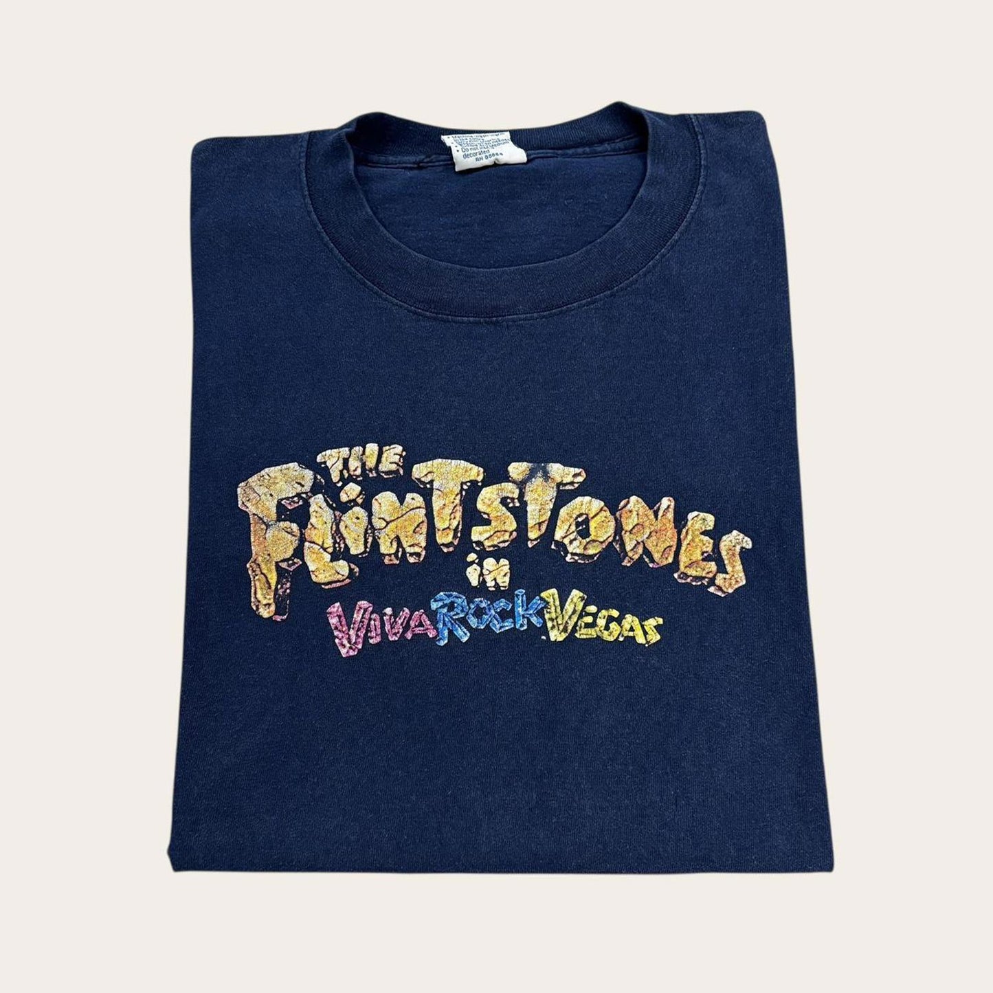 Vintage Y2K The Flintstones Viva Rock Vegas move film graphic t-shirt